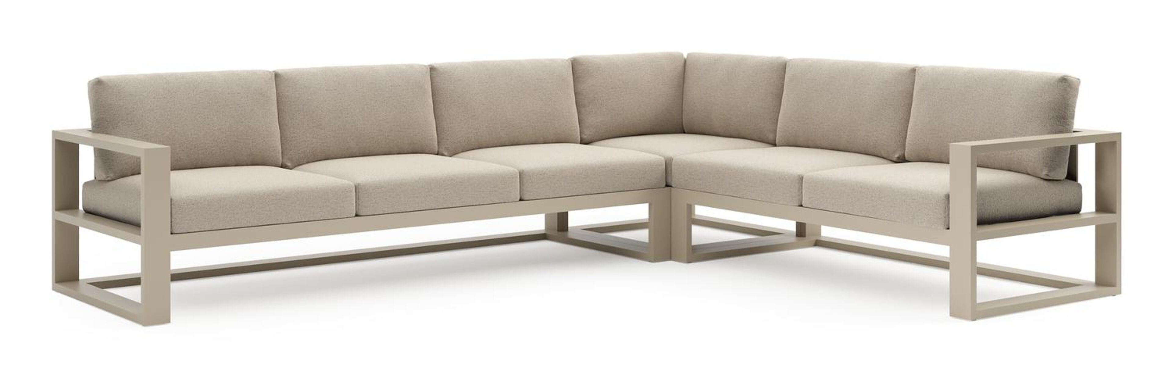 Salon de jardin d'angle Verato en aluminium beige et coussins en all weather cosytica marbella beige