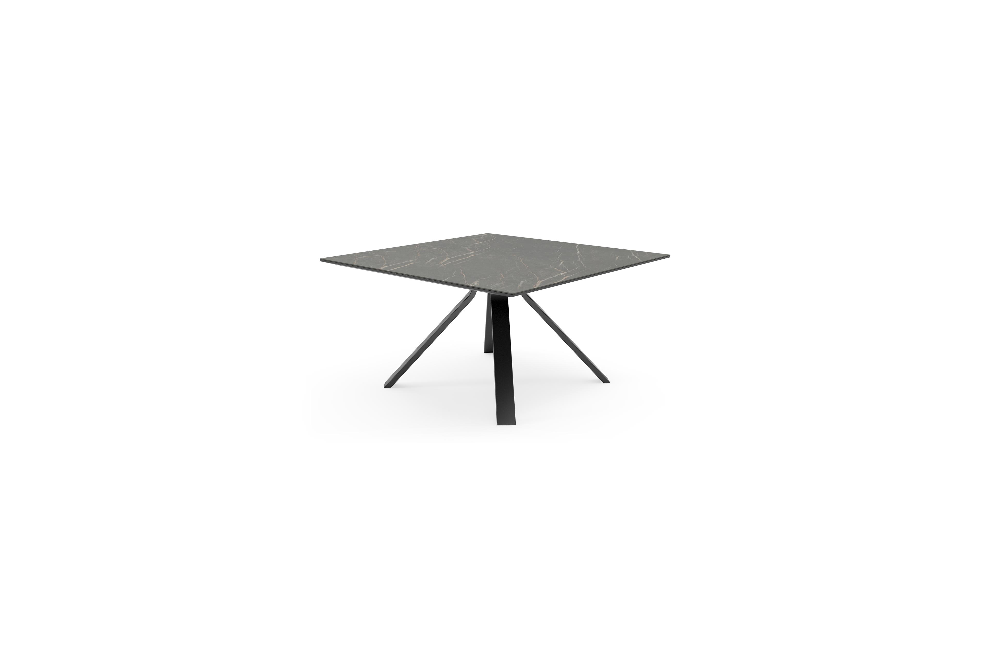 Cesano tuintafel in zwart aluminium en volkeramiek black obsession - L 148 x B 148 x H 74,5 cm