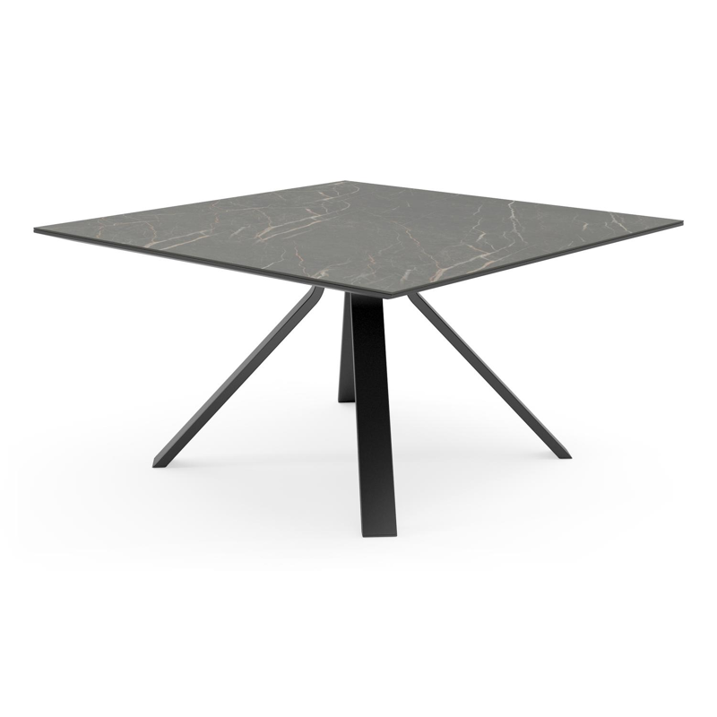 Cesano tuintafel in zwart aluminium en volkeramiek black obsession - L 148 x B 148 x H 74,5 cm