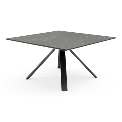 Table de jardin Cesano en aluminium noir et céramique pleine black obsession - Lg 148 x Larg. 148 x H 74,5 cm