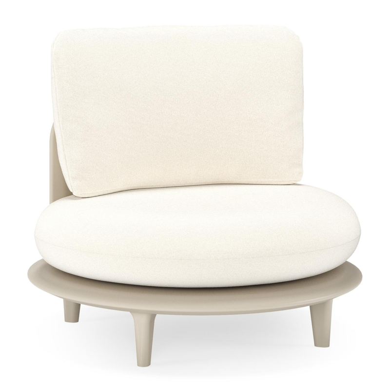 Bomero loungestoel in beige aluminium met natte white all weather sunbrella® luxe kussen