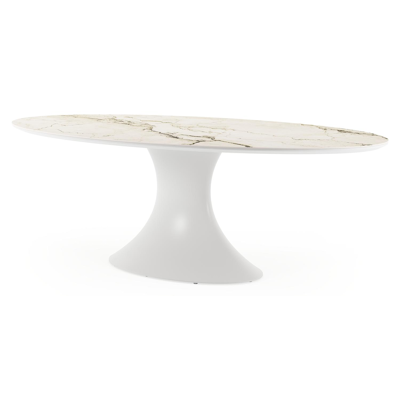 Fano tuintafel ovaal in wit aluminium en volkeramiek colorado dunes - L 240 x B 135 x H 75 cm