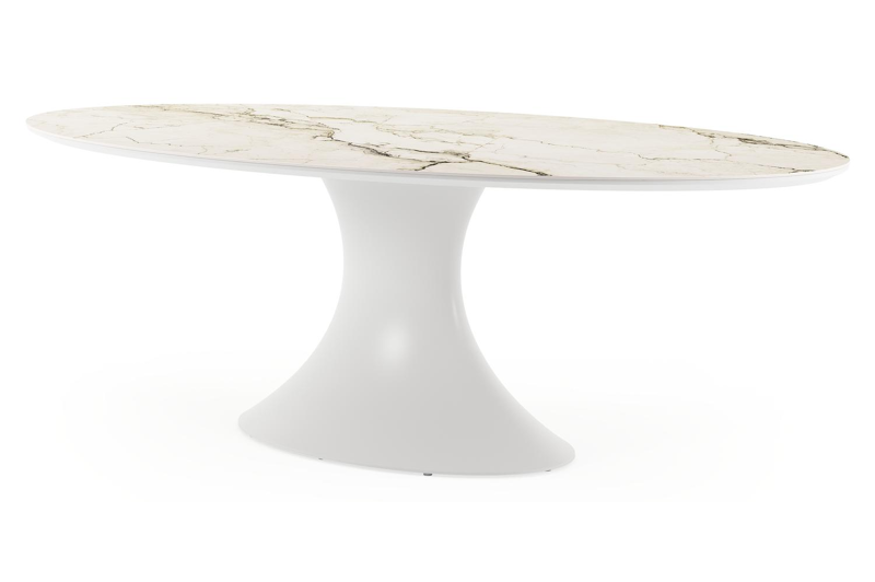 Fano tuintafel ovaal in wit aluminium en volkeramiek colorado dunes - L 240 x B 135 x H 75 cm