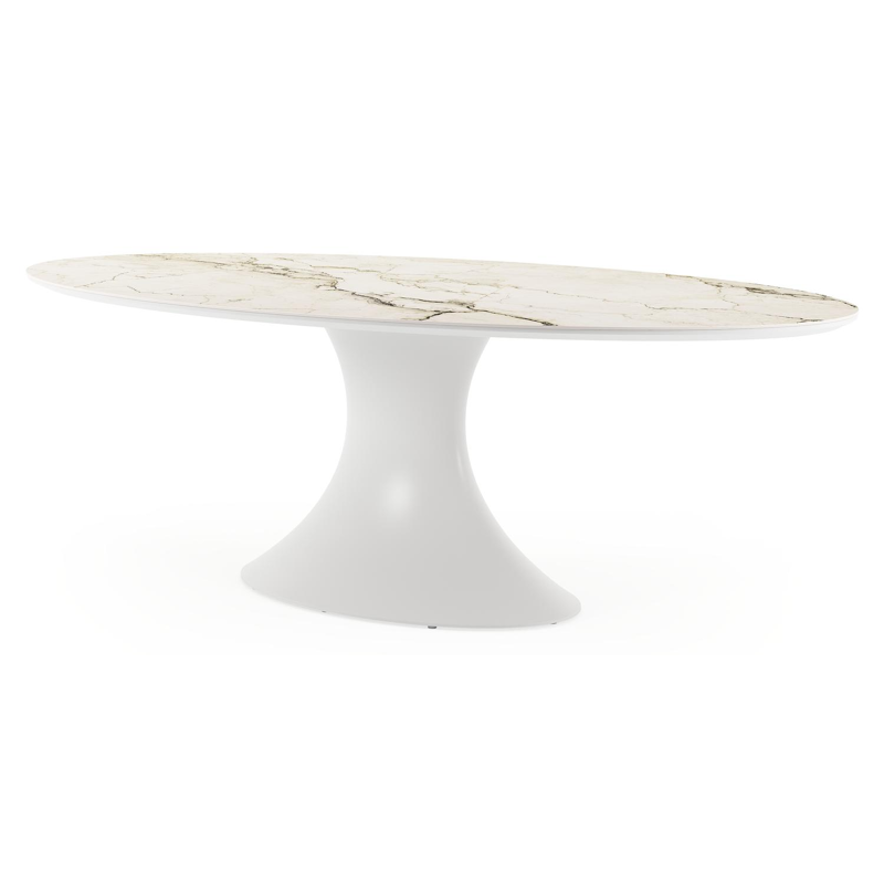 Fano tuintafel ovaal in wit aluminium en volkeramiek colorado dunes - L 240 x B 135 x H 75 cm