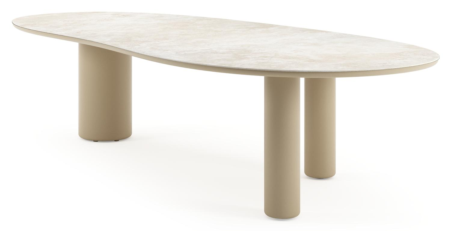 Amico tuintafel organisch in beige aluminium en volkeramiek Rapolano - L 320 x B 145 x H 73.5 cm