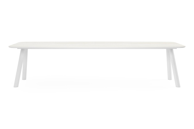 Orso tuintafel bootvorm in wit aluminium en volkeramiek calista - L 315 x B 115 x H 73.5 cm