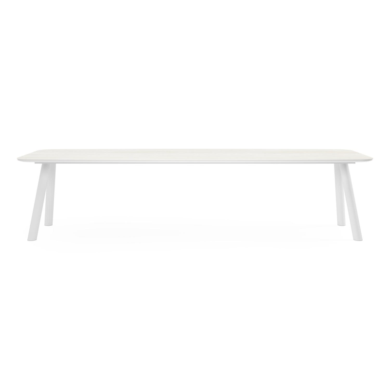 Orso tuintafel bootvorm in wit aluminium en volkeramiek calista - L 315 x B 115 x H 73.5 cm
