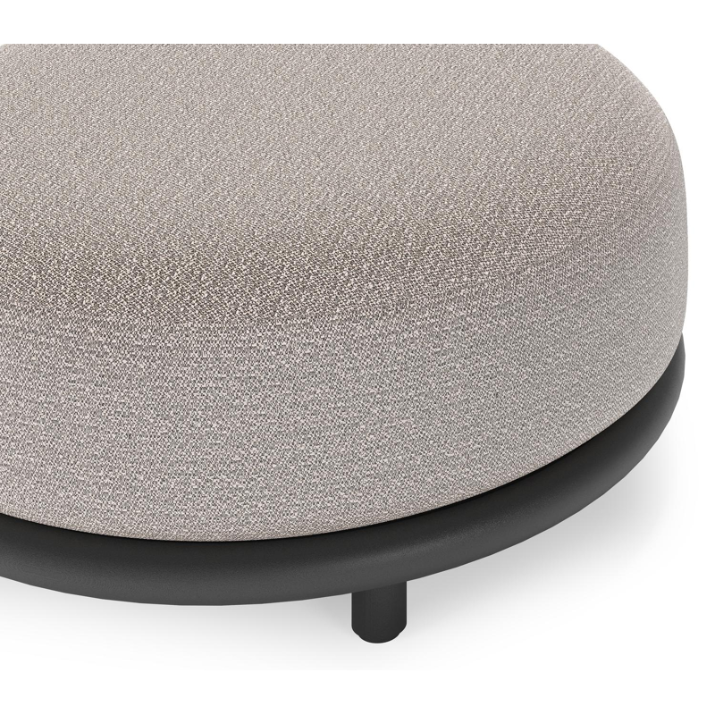 Lomano poef in zwart aluminium en beige verticaal geweven luxe vlakke rope met Wander Granite all weather sunbrellaÂ® luxe