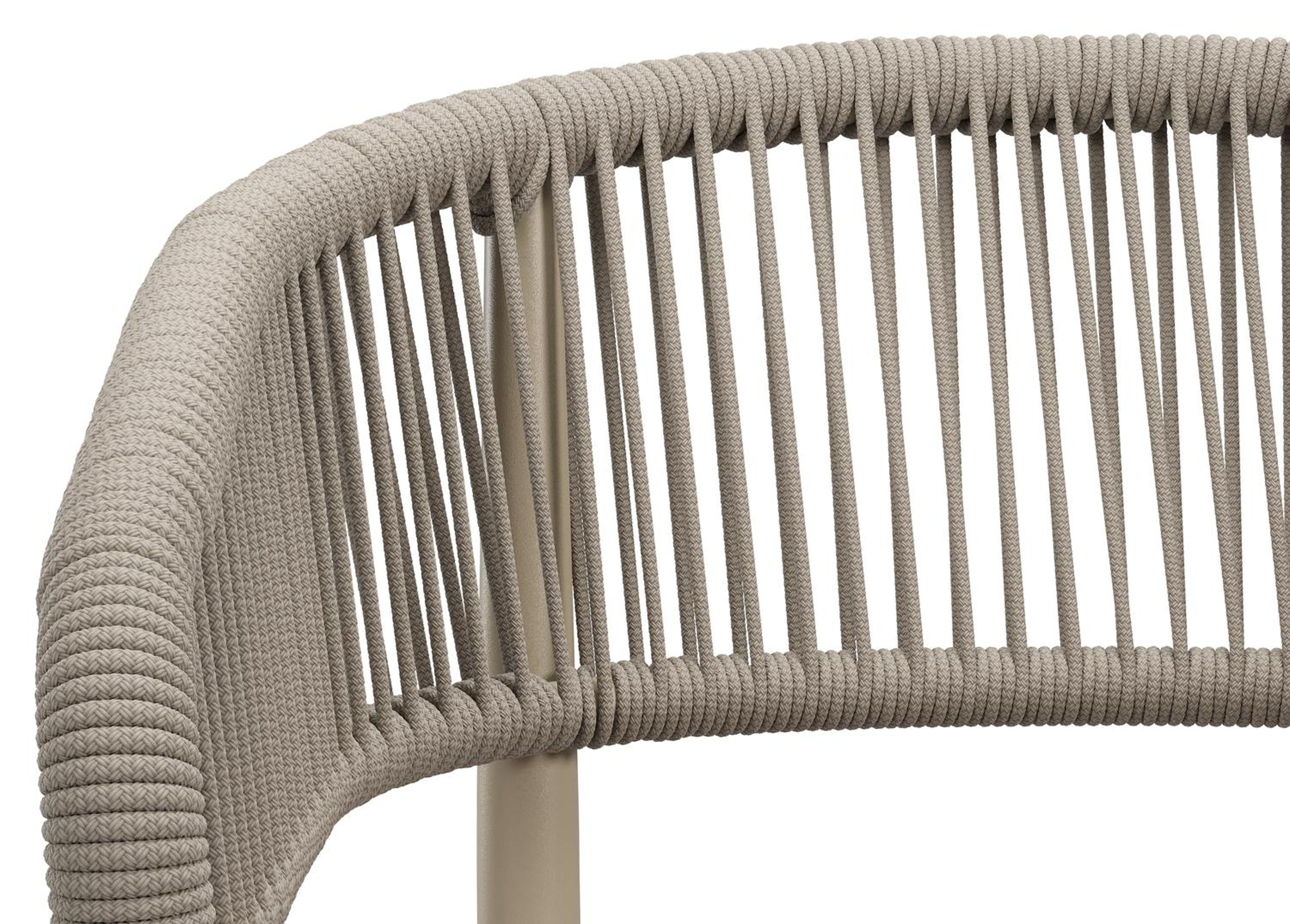Tolfa stapelbare tuinstoel in beige aluminium en beige verticaal geweven ronde rope met stoelkussen in All Weather Sunbrella® Luxe Wander Granite