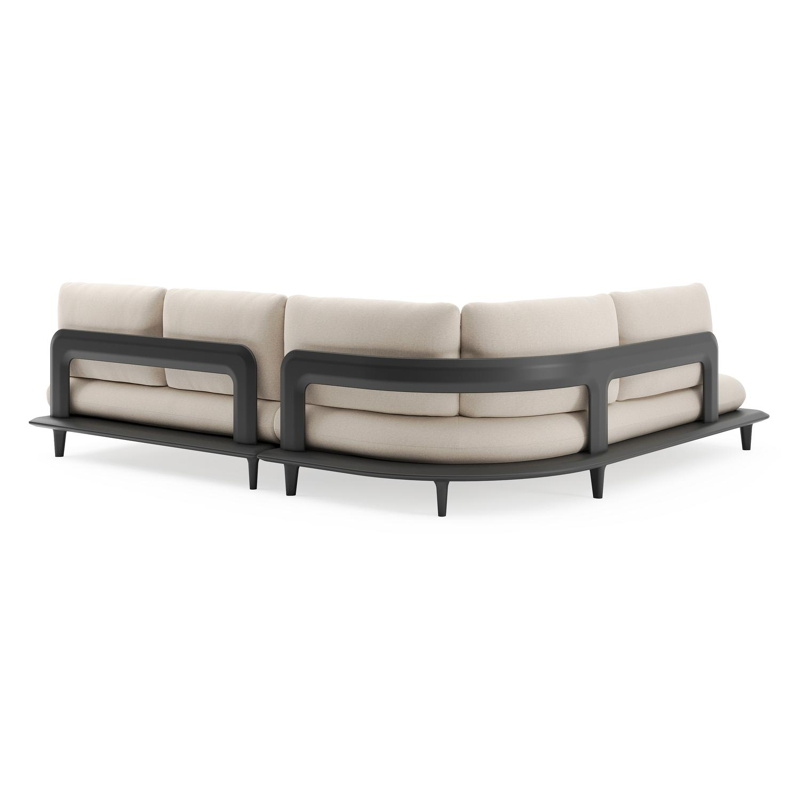 Bomero loungehoek in zwart aluminium met heritage ash all weather sunbrella® luxe kussen