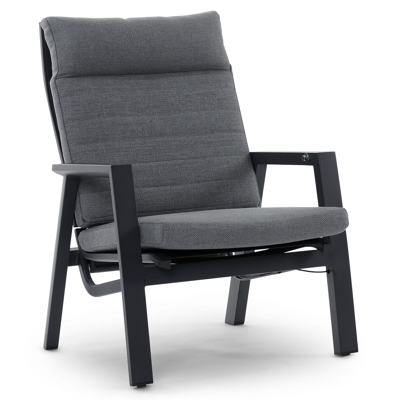 Prato balkonset in zwart aluminium met grijs weather+ textilene kussens