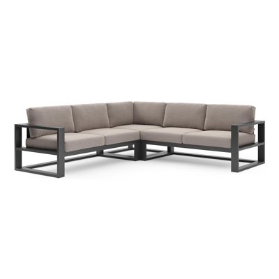 Verato loungehoek in zwart aluminium met wander granite all weather sunbrella® luxe kussen