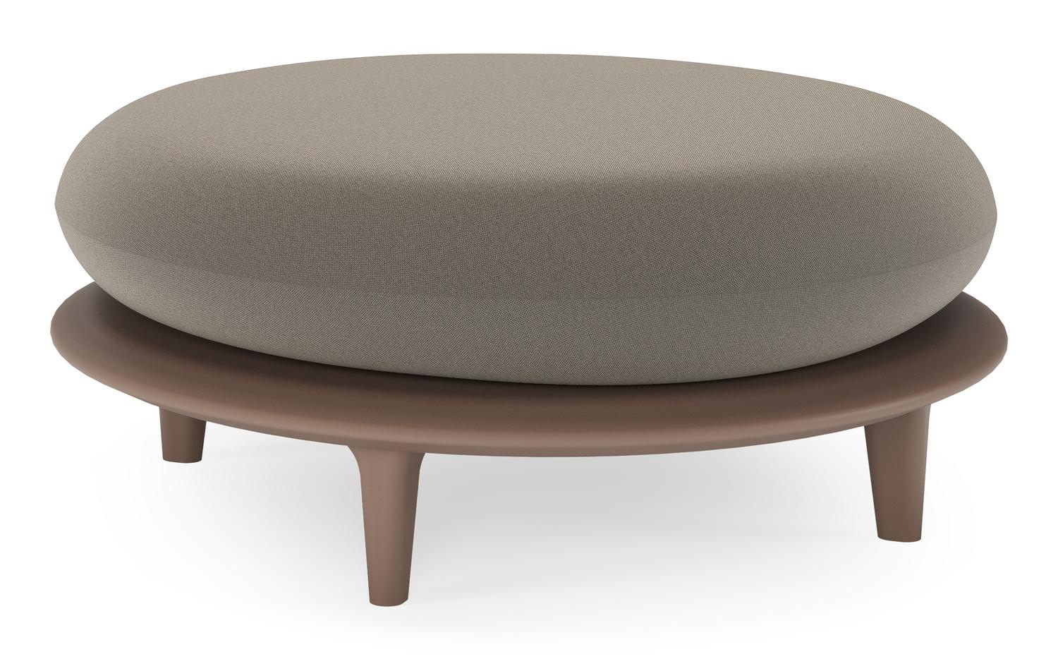 Bomero poef in taupe aluminium met natte carbon beige all weather sunbrella® luxe kussen