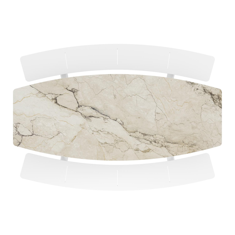 Table de pique-nique Forno forme de bateau en aluminium blanc et céramique pleine Colorado Dunes - Lg. 240 x Lrg. 181 x Haut. 72 cm