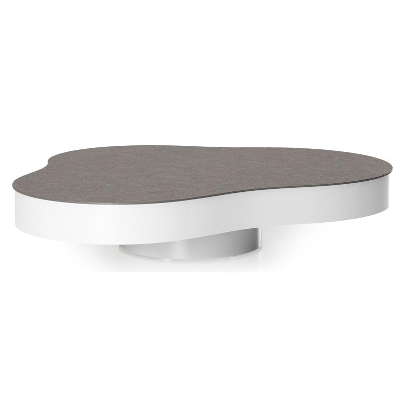 Table de basse Lomano cloud en aluminium blanc et céramique pleine Wulong - Lg. 131 x Lrg. 108 x Haut. 25 cm