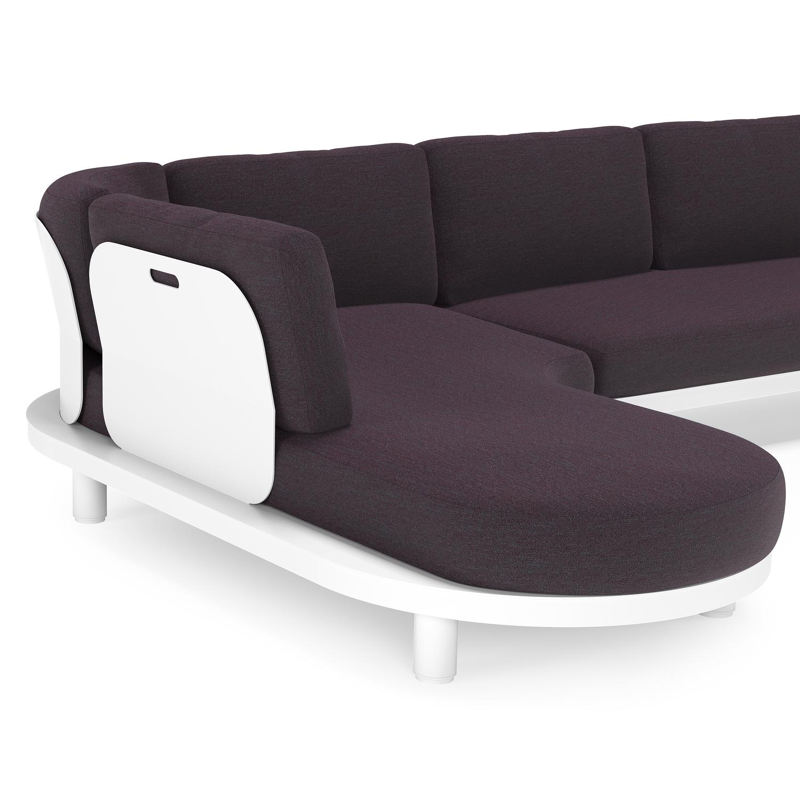 Donato loungehoek in wit aluminium met all weather sunbrella® luxe Tundra Red kussen