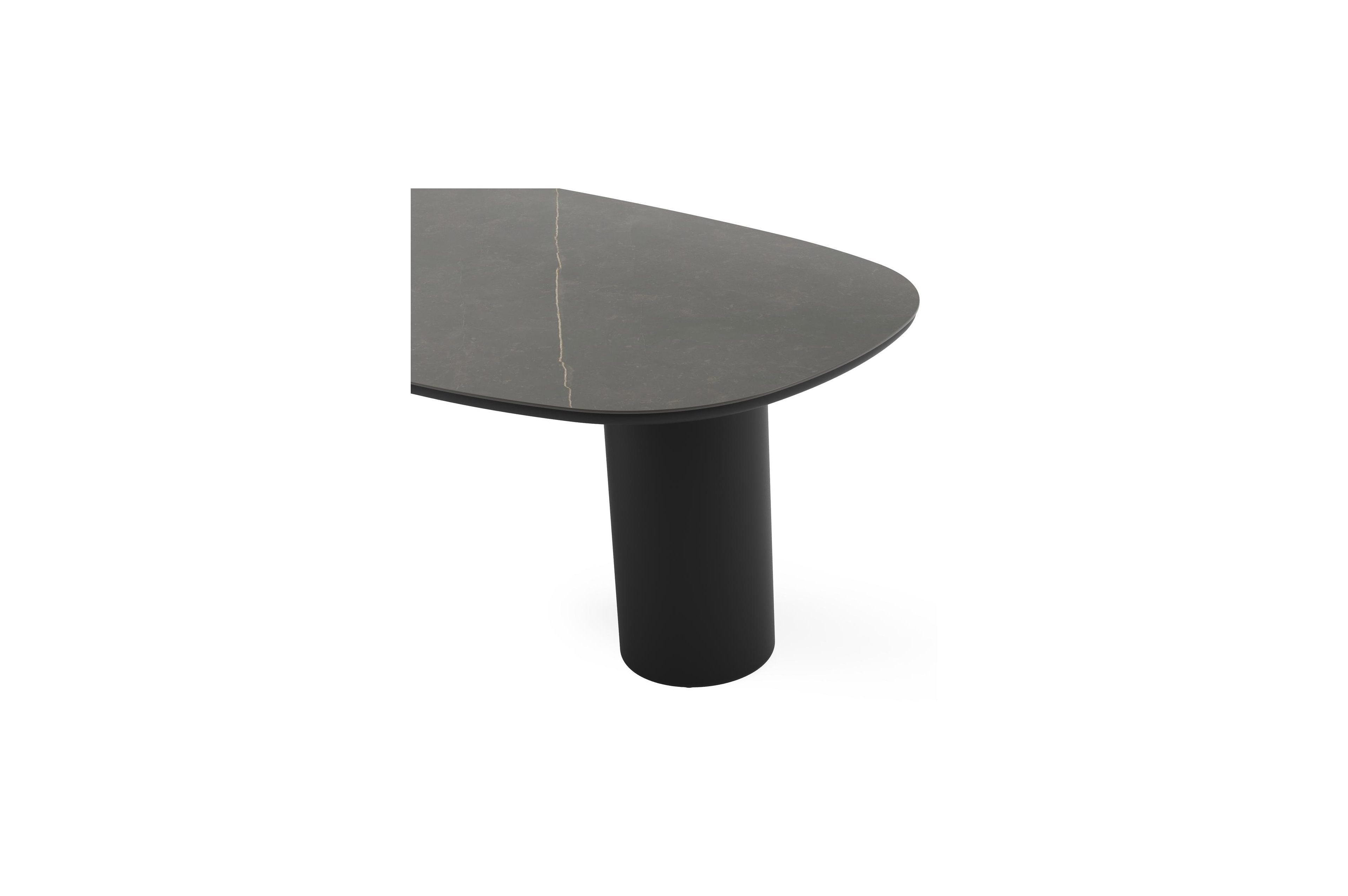 Amico tuintafel bombo in zwart aluminium en volkeramiek Calatorao - L 210 x B 110 x H 73.5 cm