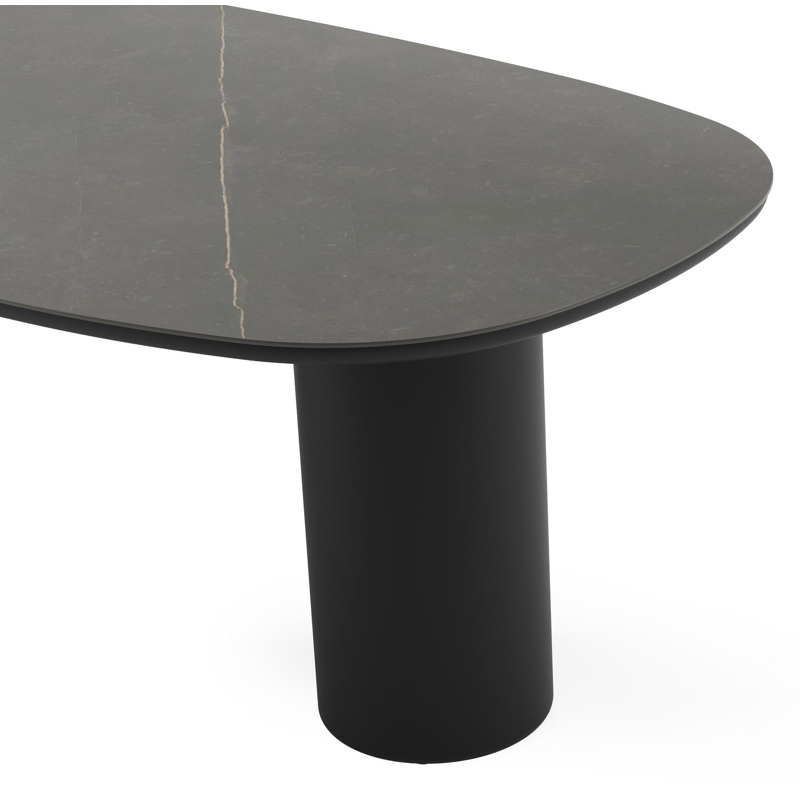 Amico tuintafel bombo in zwart aluminium en volkeramiek Calatorao - L 210 x B 110 x H 73.5 cm