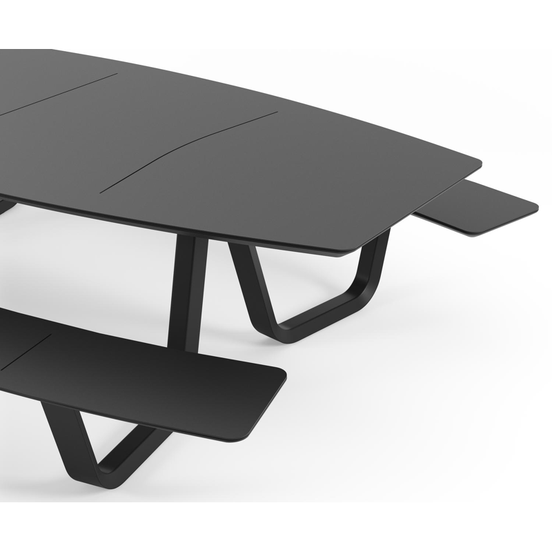 Table de pique-nique Forno forme de bateau en aluminium noir - Lg. 280 x Lrg. 192 x Haut. 72 cm