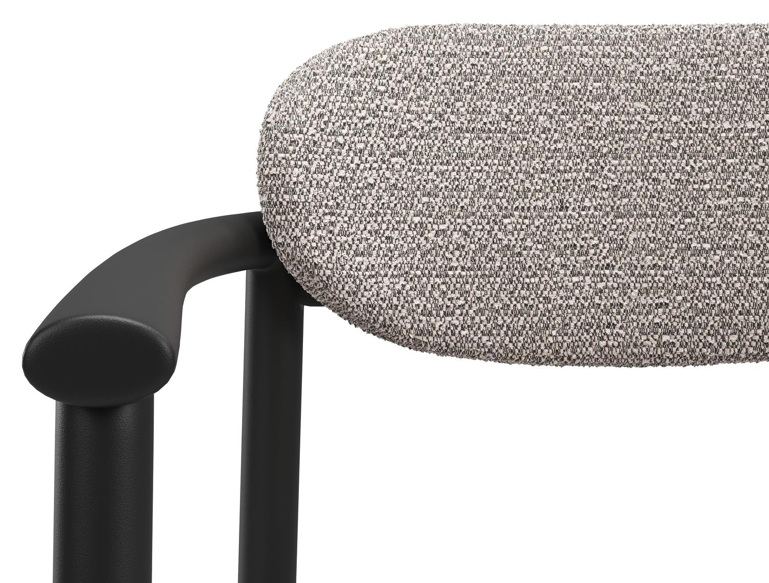 Chaise de jardin Ravo en aluminium noir et coussin en All Weather Sunbrella Luxe Wander Granite