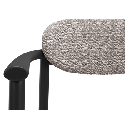 Ravo tuinstoel zwart in aluminium met All Weather Sunbrella Luxe Wander Granite kussen