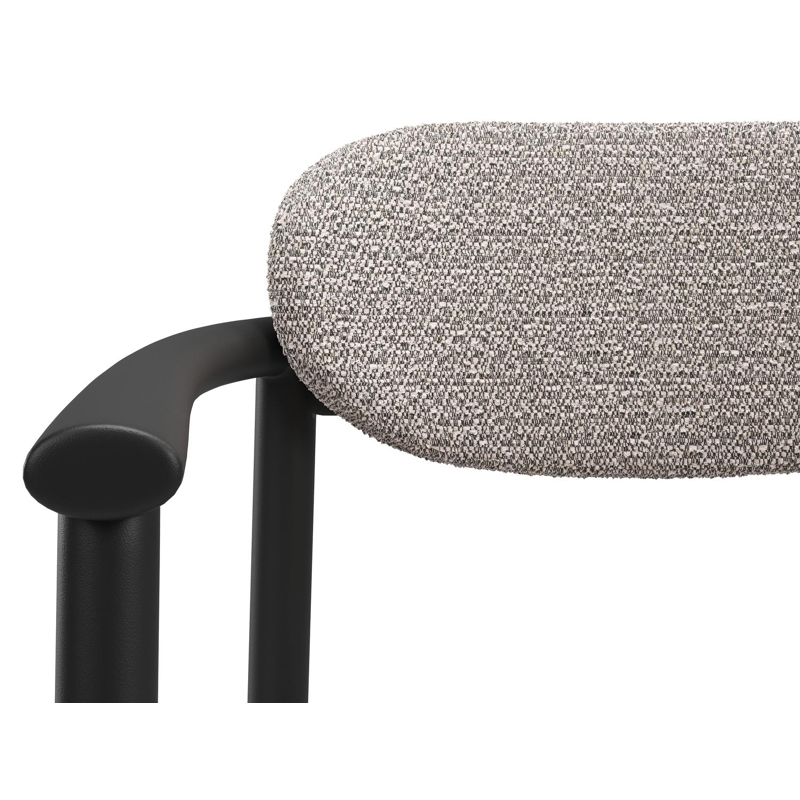 Chaise de jardin Ravo en aluminium noir et coussin en All Weather Sunbrella Luxe Wander Granite