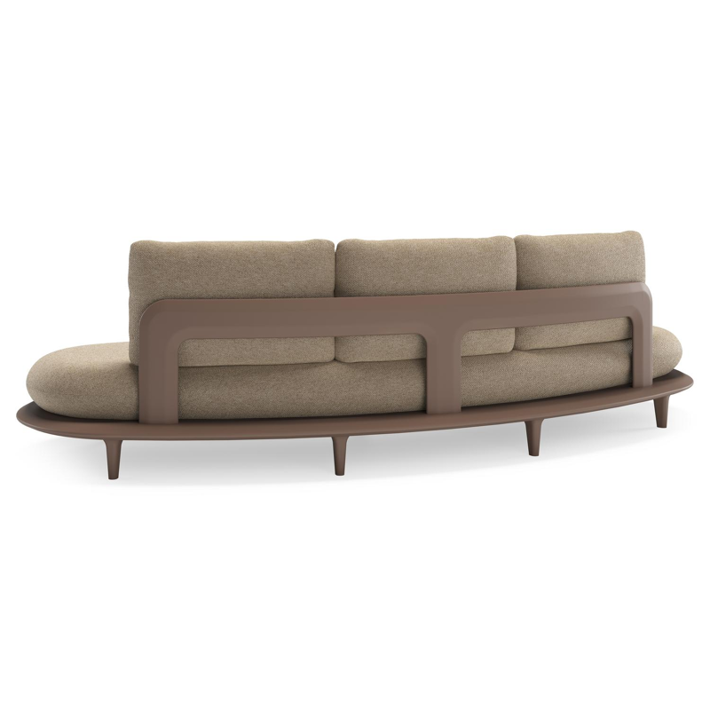 Bomero loungebank in taupe aluminium met madagascar oak all weather cosytica kussen