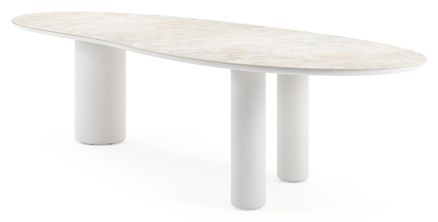 Amico tuintafel organisch in wit aluminium en volkeramiek Rapolano - L 320 x B 120 x H 73.5 cm