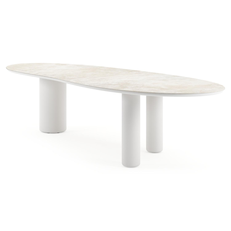 Amico tuintafel organisch in wit aluminium en volkeramiek Rapolano - L 320 x B 120 x H 73.5 cm