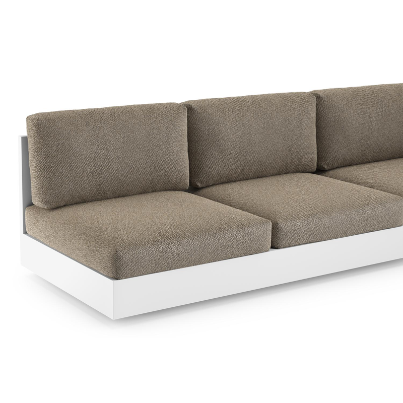 Como loungebank in wit aluminium met madagascar burch all weather cosytica kussen