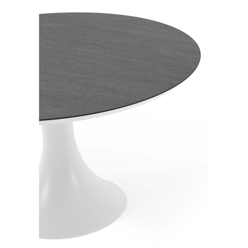 Fano tuintafel rond in wit aluminium en volkeramiek Basalt Black - Dia. 130 x H 75 cm
