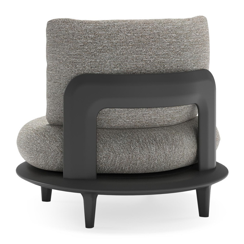 Bomero loungestoel in zwart aluminium met tundra pepper all weather sunbrella® luxe kussen