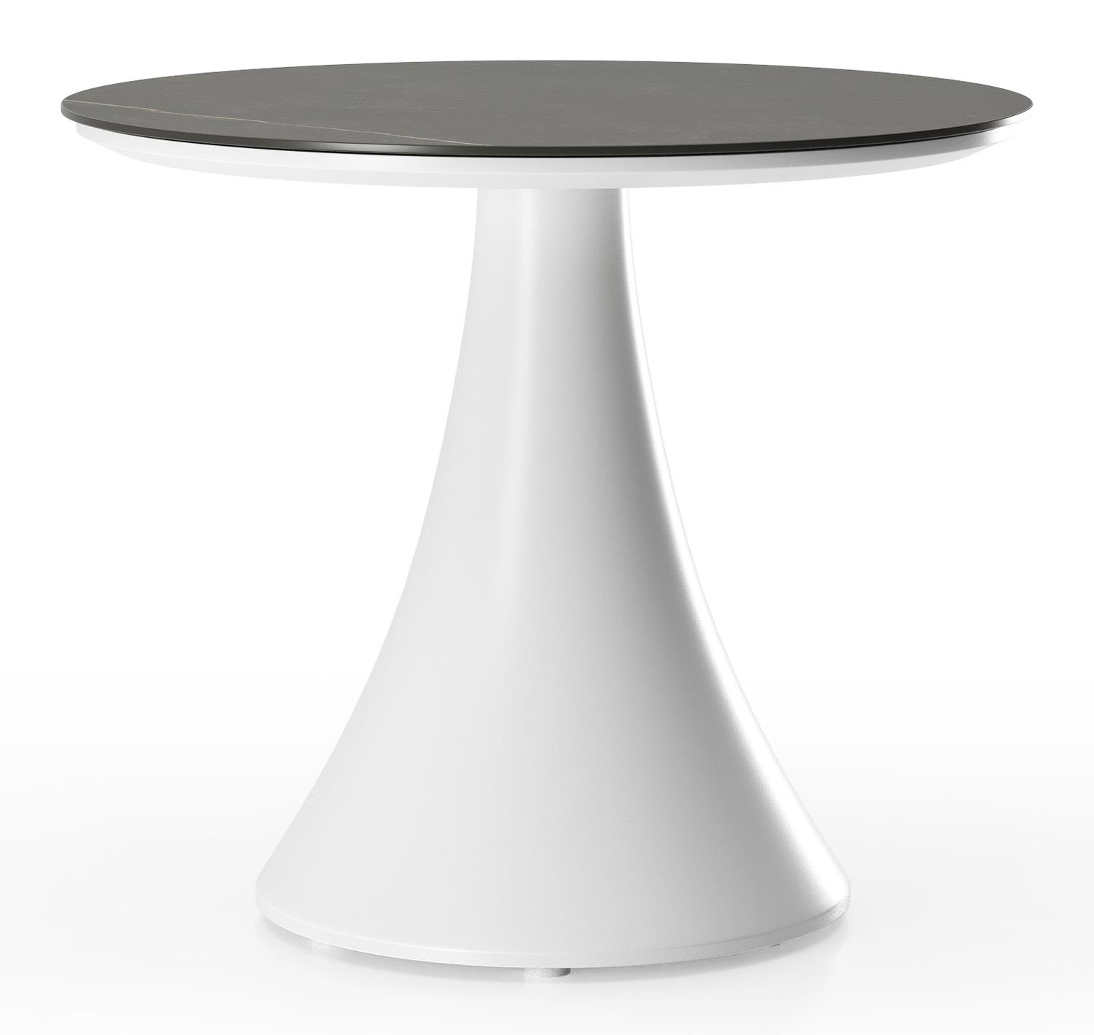 Fano low dining low dining loungetafel rond in wit aluminium en volkeramiek Calatorao - Dia. 65 x H 55 cm