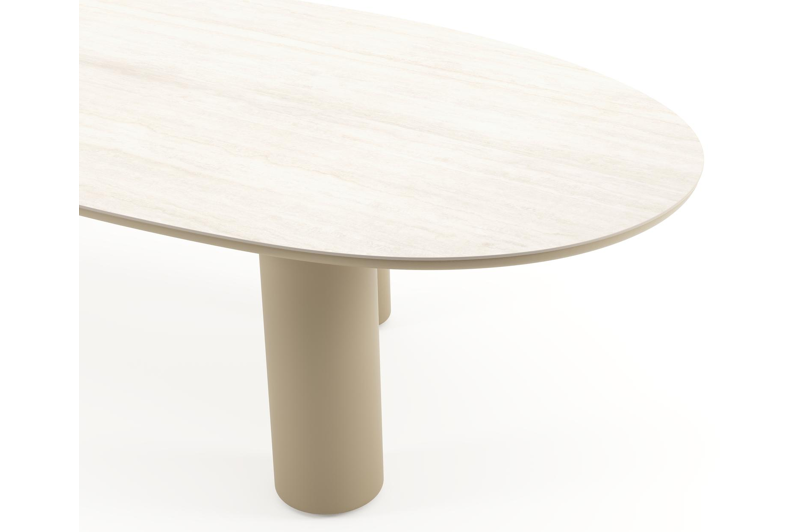 Amico tuintafel mango in beige aluminium en volkeramiek Travertino Bianco - L 320 x B 140 x H 73.5 cm