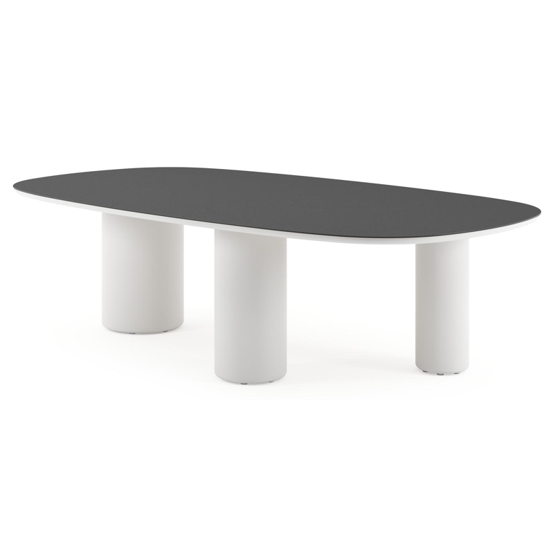 Amico tuintafel bombo xl in wit aluminium en volkeramiek Nero Black - L 270 x B 148 x H 73.5 cm