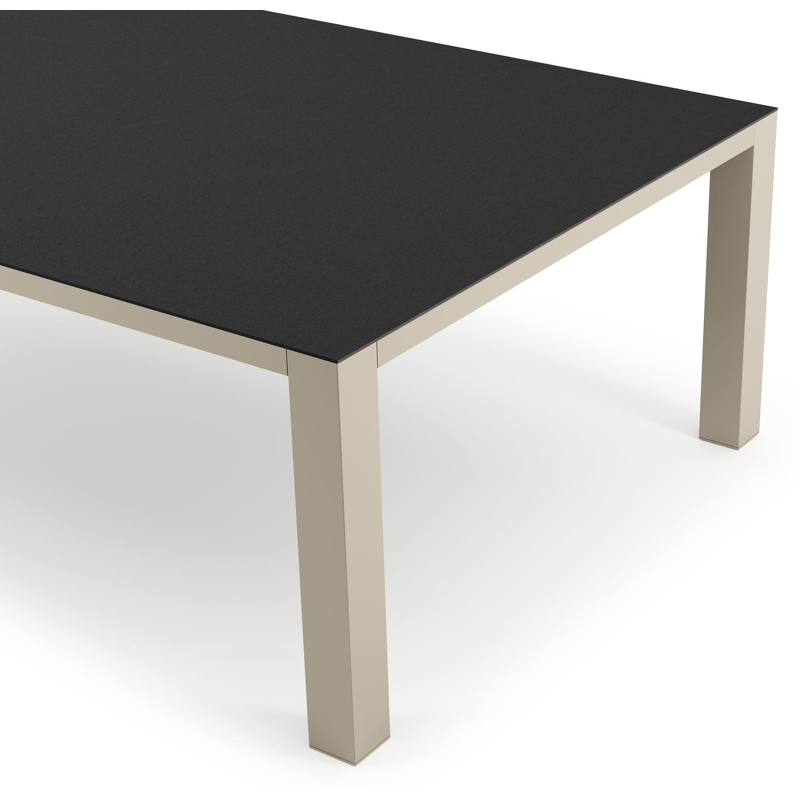 Table de jardin Nano XL rectangulaire en aluminium beige et céramique pleine Nero Black - Lg. 240 x Lrg. 148 x Haut. 75 cm