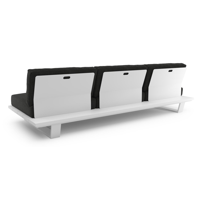 Pagino loungebank in wit aluminium met chartres sooty all weather sunbrella® luxe kussen