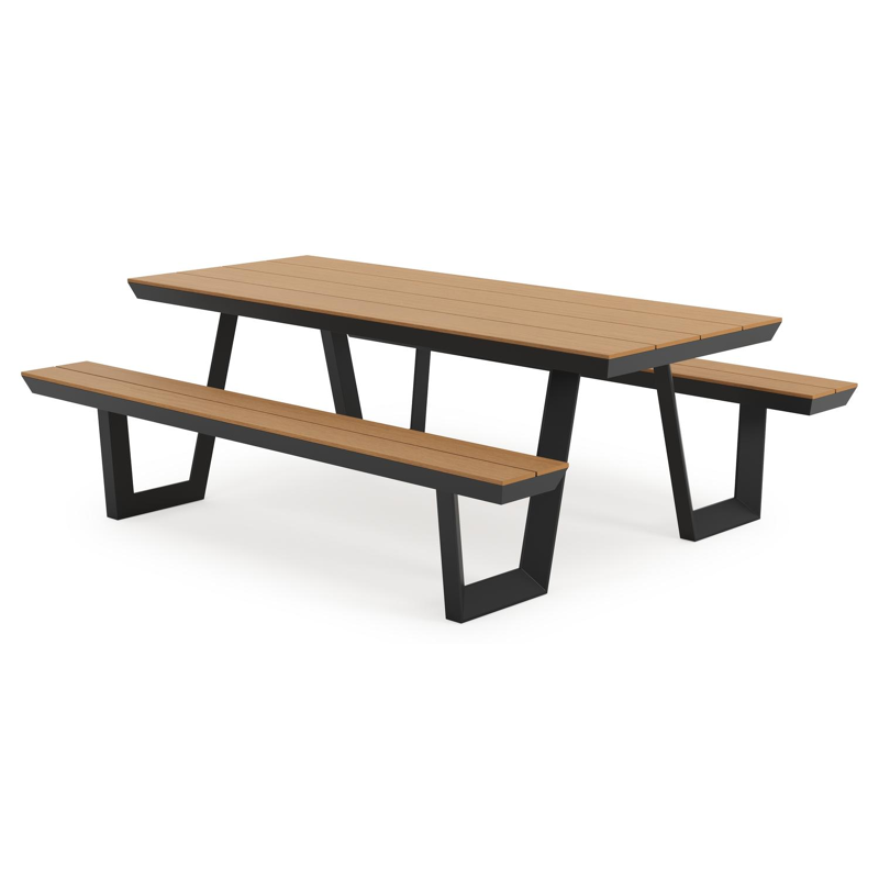 Altura picknicktafel in zwart aluminium en polywood tafelblad - L 220 x B 174 x H 74 cm