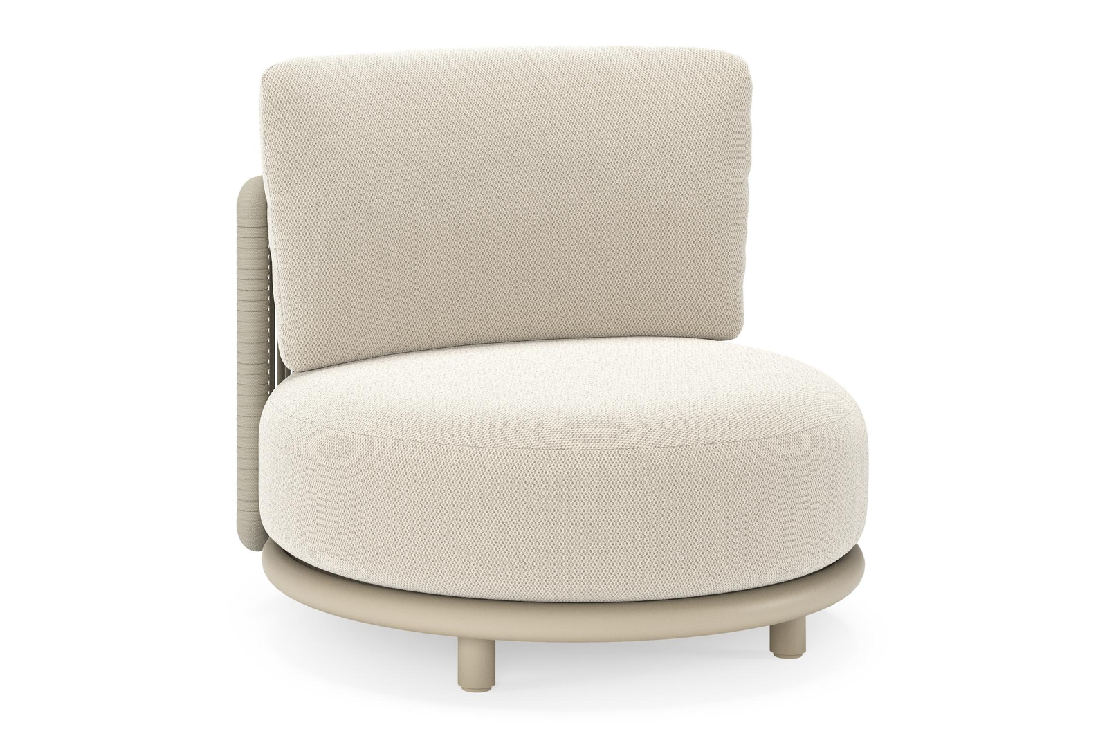 Lomano loungestoel in beige aluminium en beige verticaal geweven luxe vlakke rope met Lopi Marble all weather sunbrellaÂ® luxe