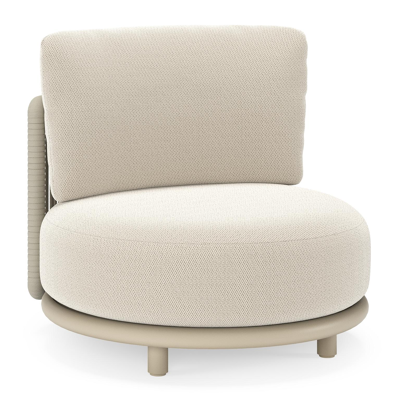 Lomano loungestoel in beige aluminium en beige verticaal geweven luxe vlakke rope met Lopi Marble all weather sunbrellaÂ® luxe