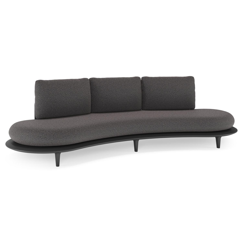 Bomero loungebank in zwart aluminium met firenze tunder all weather solica kussen