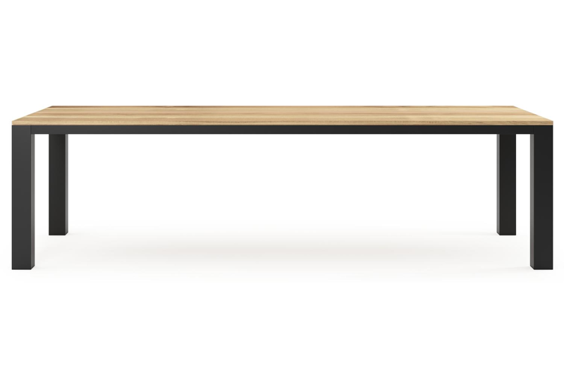 Nano tuintafel in zwart aluminium en teak - L 280 x B 110 x H 75 cm