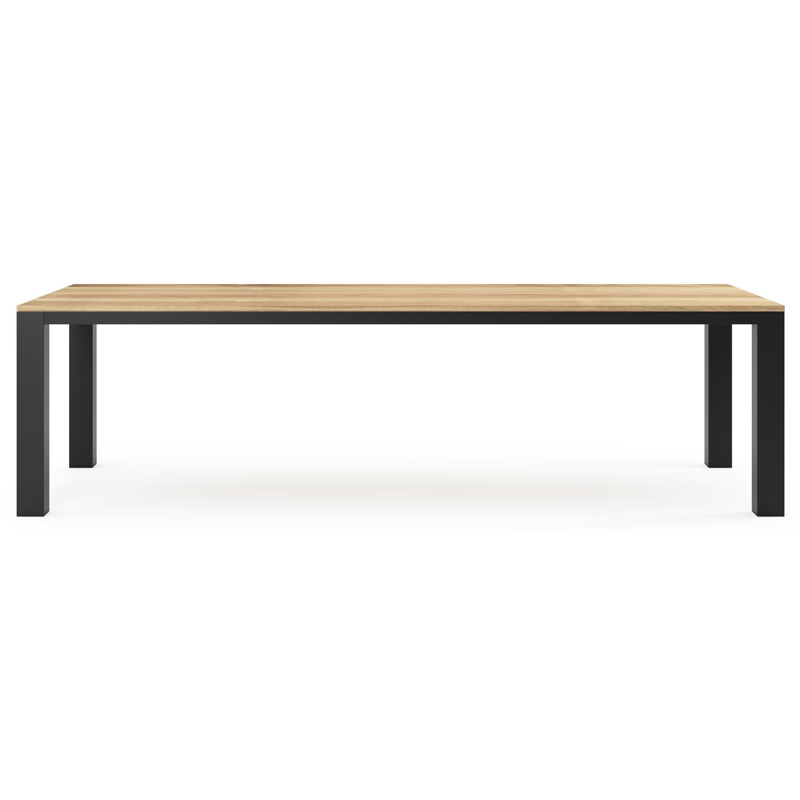 Table de jardin Nano en aluminium noir et teck - Lg 280 x Larg. 110 x H 75 cm