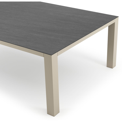 Nano XL tuintafel rechthoekig in beige aluminium en volkeramiek Basalt Black - L 240 x B 148 x H 75 cm