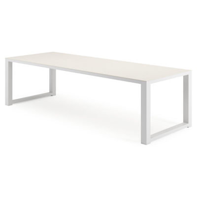 Livo tuintafel rechthoekig in wit aluminium en sintered stone Crema minerale - L 270 x B 100 x H 73 cm