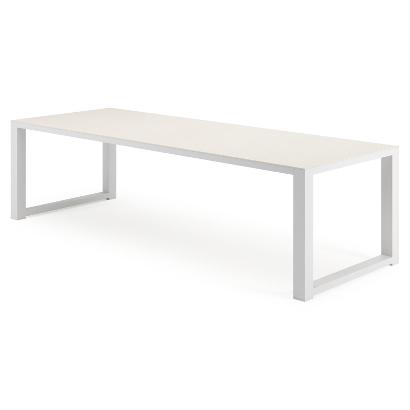 Livo tuintafel rechthoekig in wit aluminium en sintered stone Crema minerale - L 270 x B 100 x H 73 cm