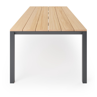Malito tuintafel in zwart aluminium en teak - L 280 x B 110 x H 76,7 cm