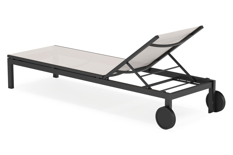 Caravelle verstelbaar ligbed in zwart aluminium en beige single textilene