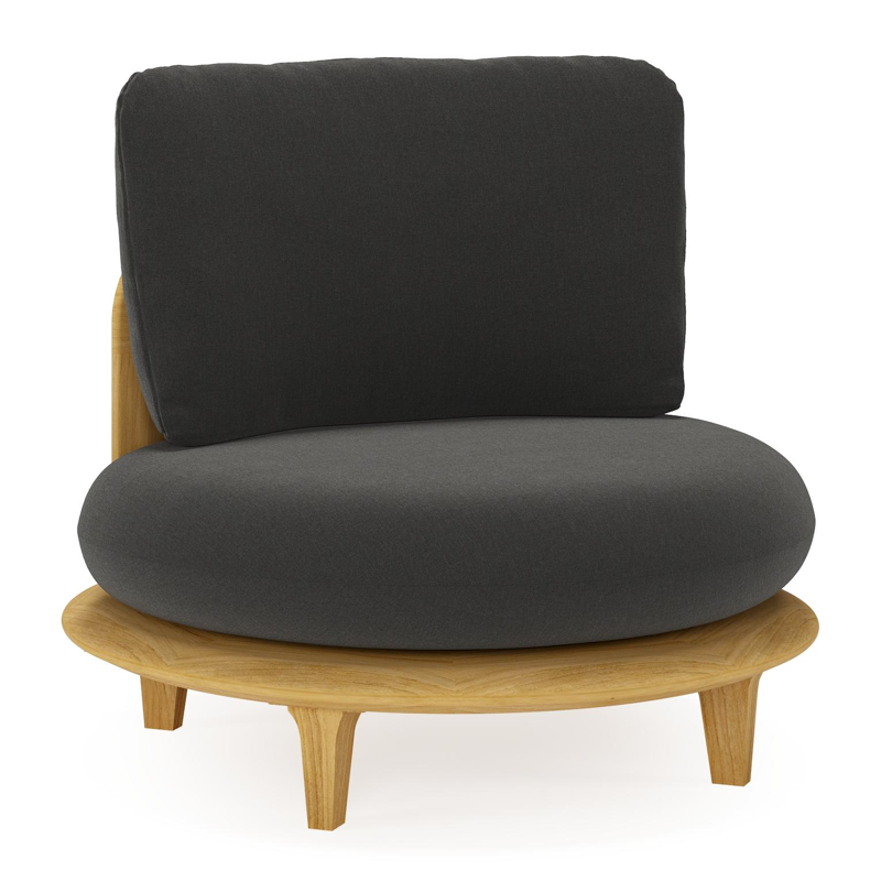 Bomero loungestoel in teak met natte sooty all weather sunbrella® luxe kussen