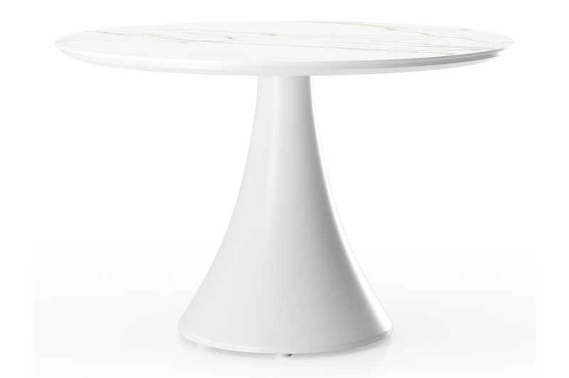 Fano loungetafel in wit aluminium en volkeramiek calacatta - Dia. 85 x H 55 cm